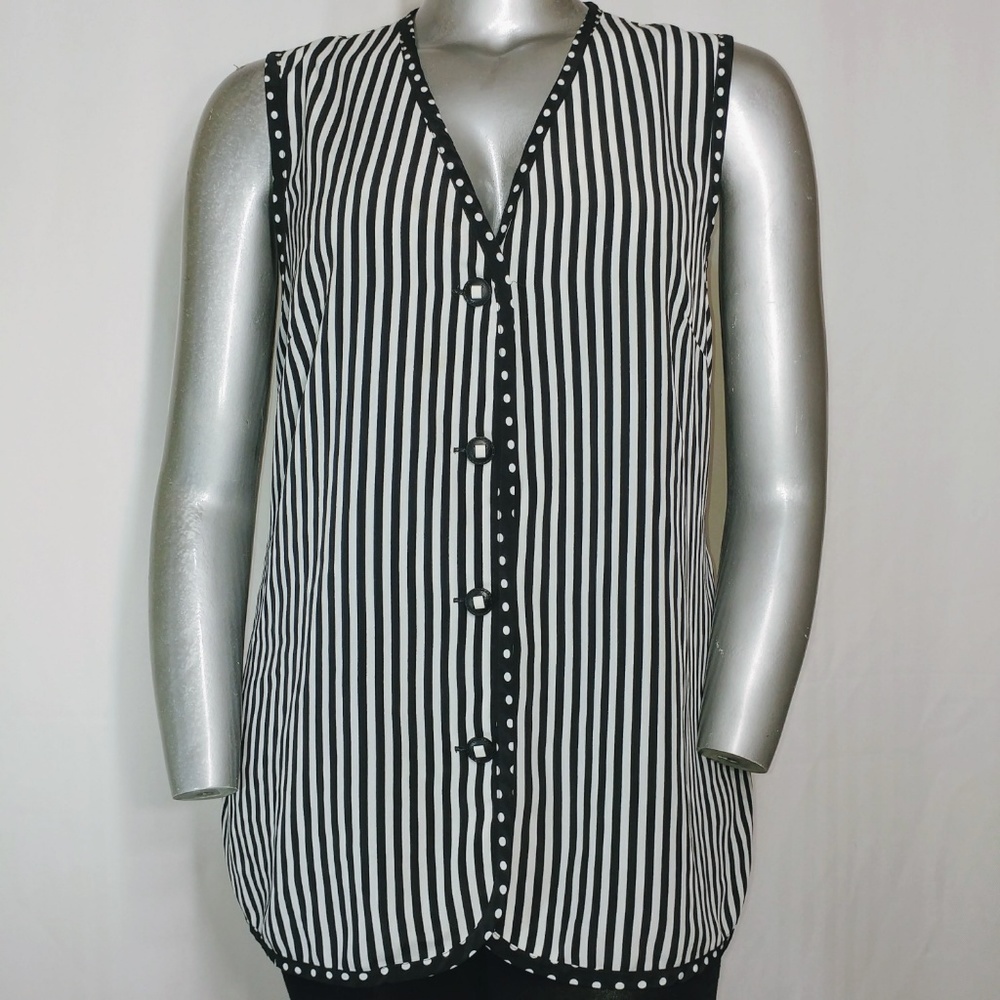 Vintage Stripe Polka Dot Sleeveless Tunic 14W